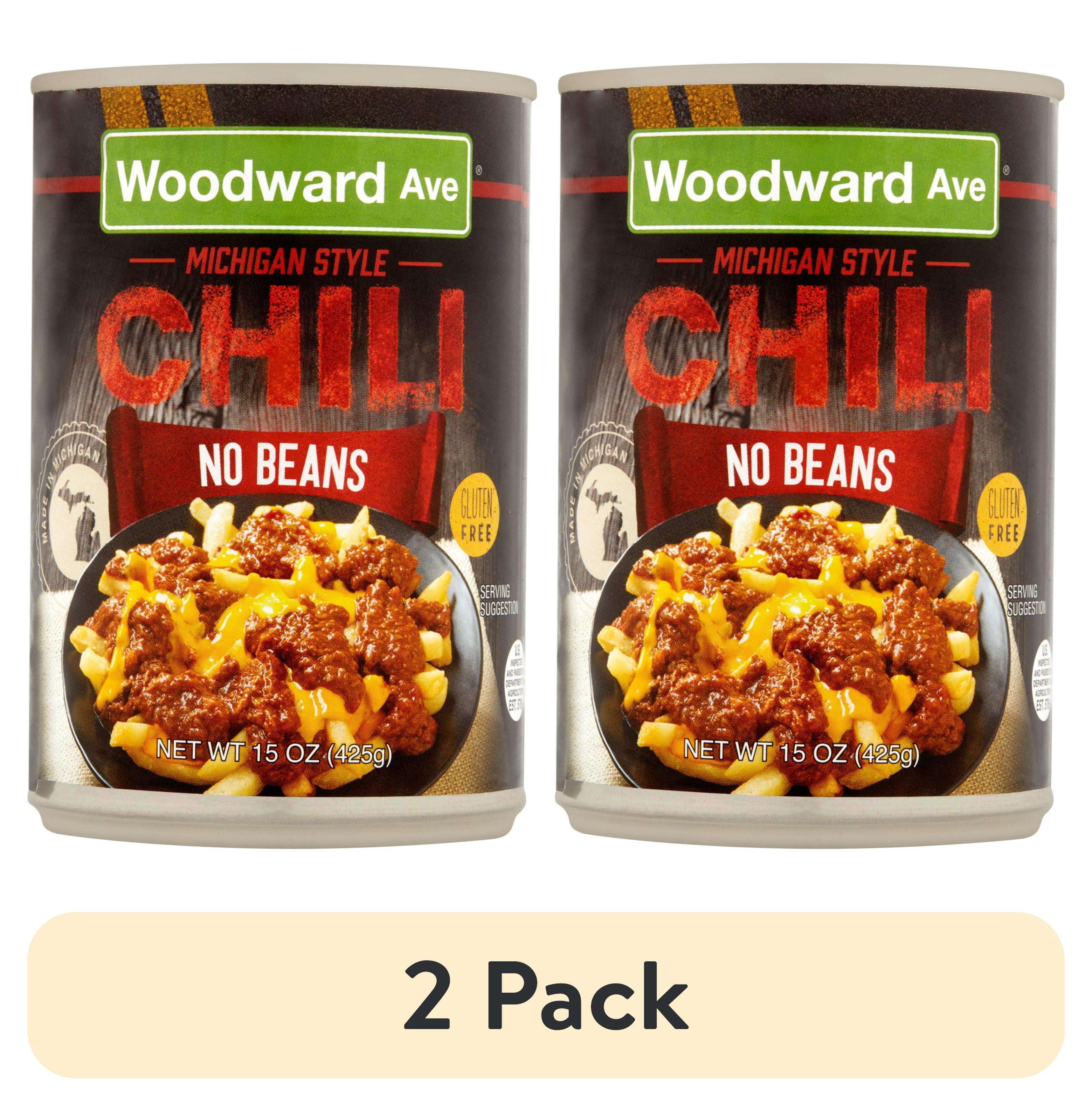(2 pack) Woodward Ave Michigan Style No Beans Chili, Gluten Free, 15 oz,  Can