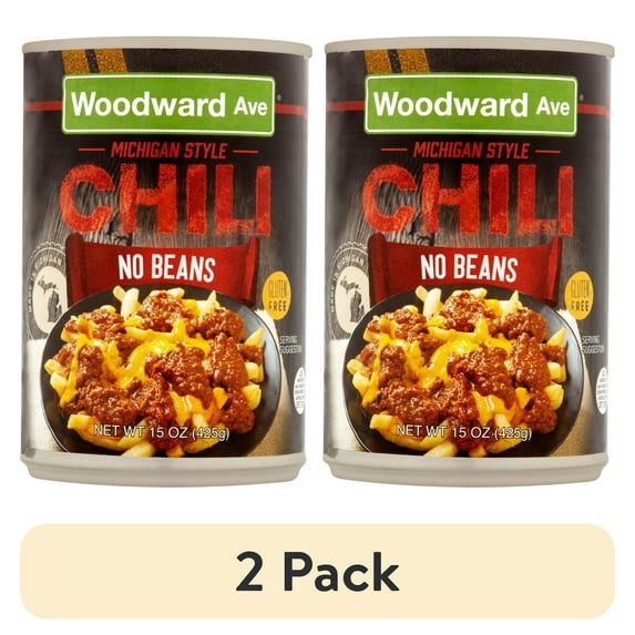 (2 pack) Woodward Ave Michigan Style No Beans Chili, 15 oz