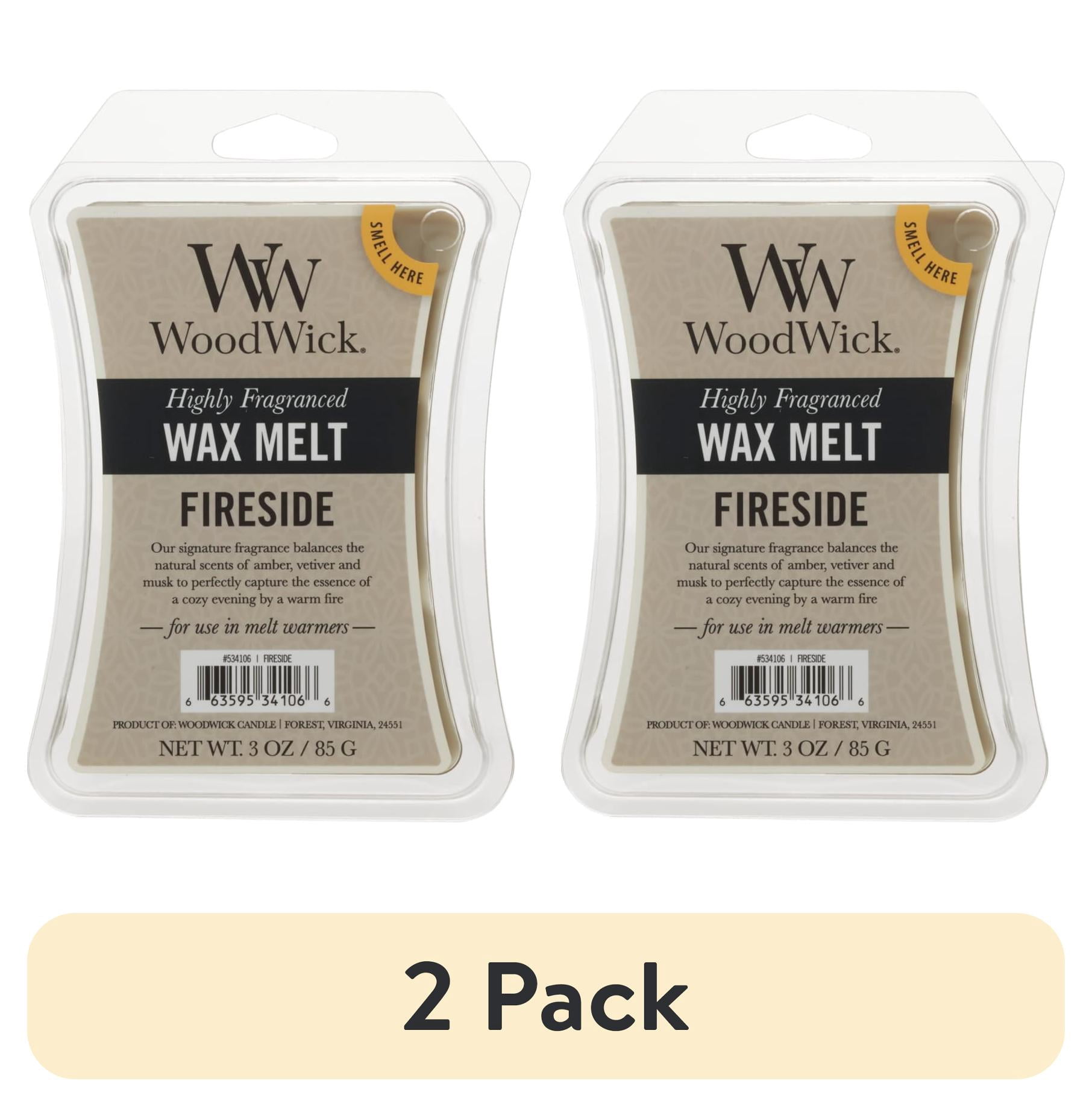 (2 pack) WoodWick Wax Melts, Fireside, 1-Pack of 6, 3 oz