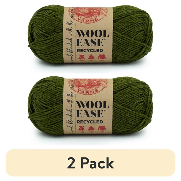 (2 pack) Lion Brand Wool-Ease Recycled Olive 632-172T Medium Yarn