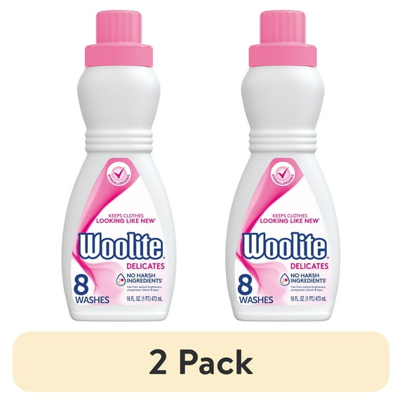 (2 pack) Woolite Delicates Hypoallergenic Liquid Laundry Detergent, 16 fl oz, 8 Loads, Hand & Machine Wash