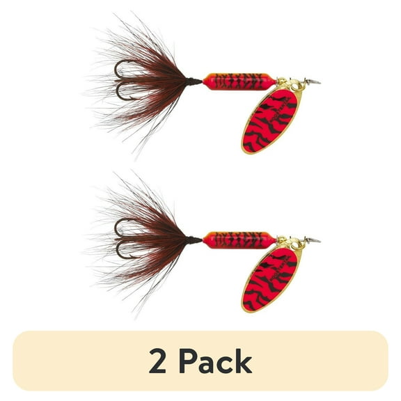 (2 pack) Worden's Original Red Black Tiger Rooster Tail Fishing Lures