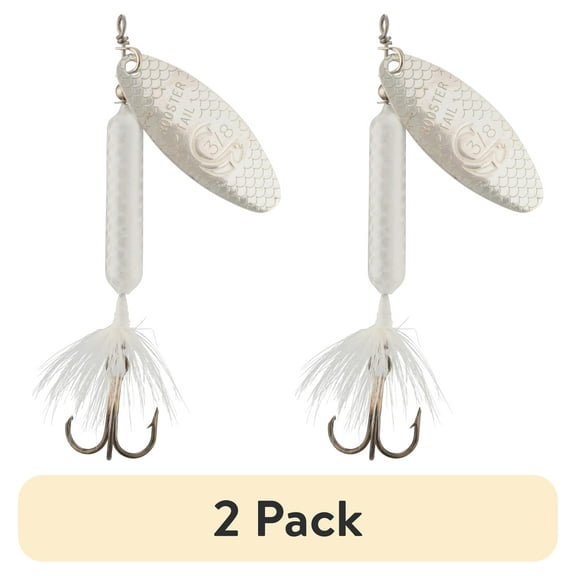 (2 pack) Worden's® Original White Rooster Tail®, Inline Spinnerbait Fishing Lure, 3/8 oz