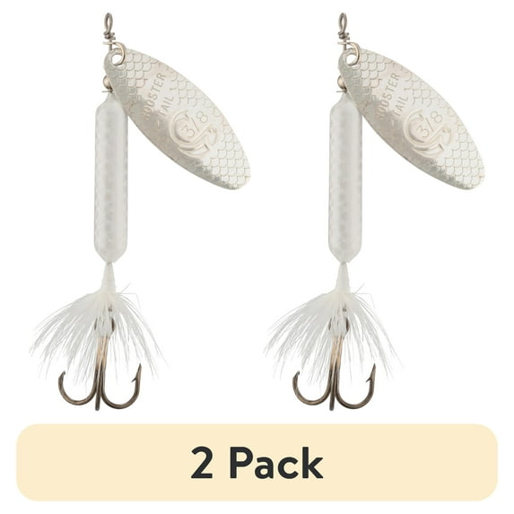 (2 pack) Worden's® Original White Rooster Tail®, Inline Spinnerbait Fishing Lure, 3/8 oz