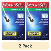 2 pack WoundSeal Topical Powder + Applicator for Minor External Bleeding, 4 Single Use Applications