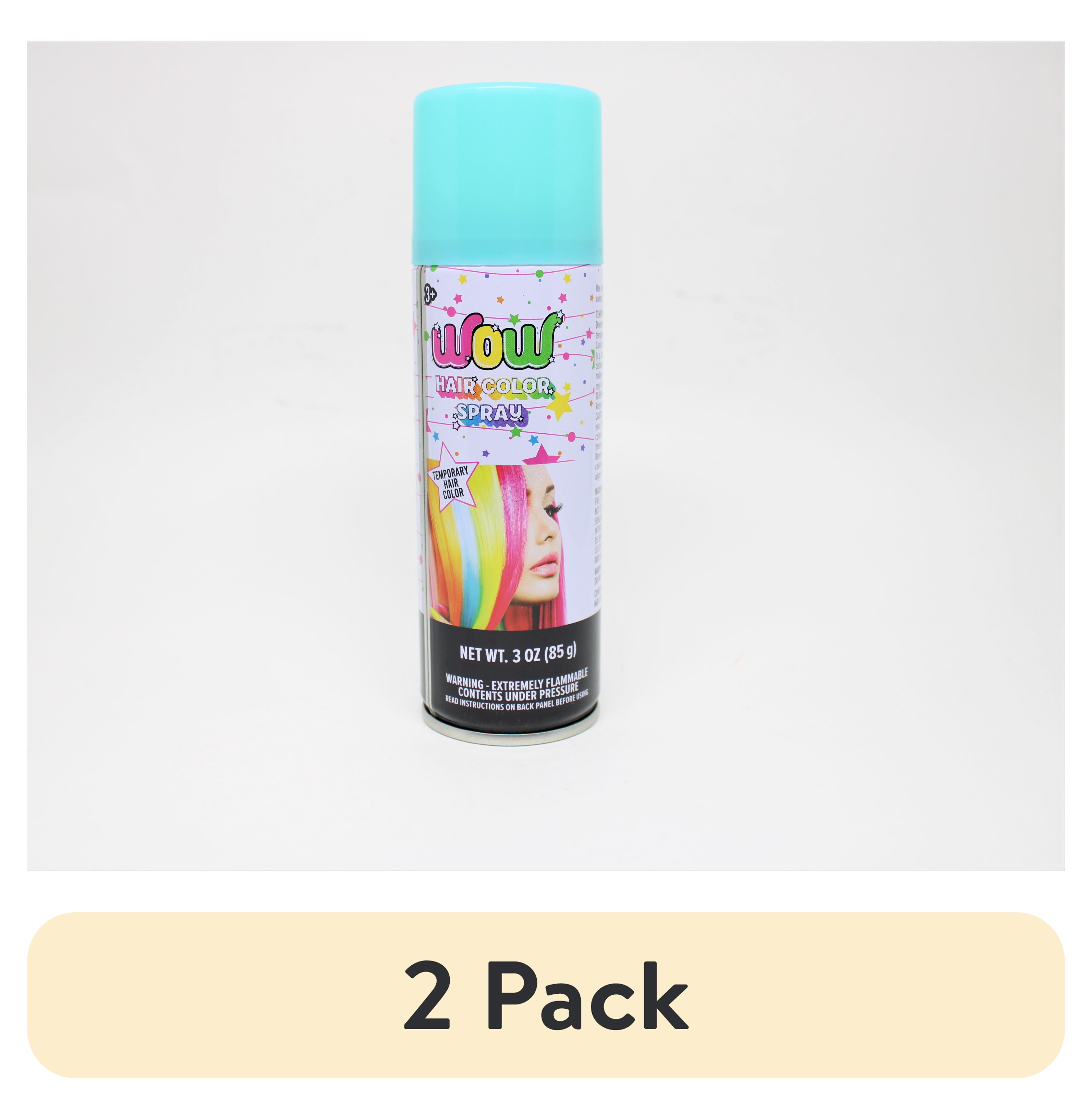(2 pack) Wow Temporary Hair Color Spray, Fluorescent Blue