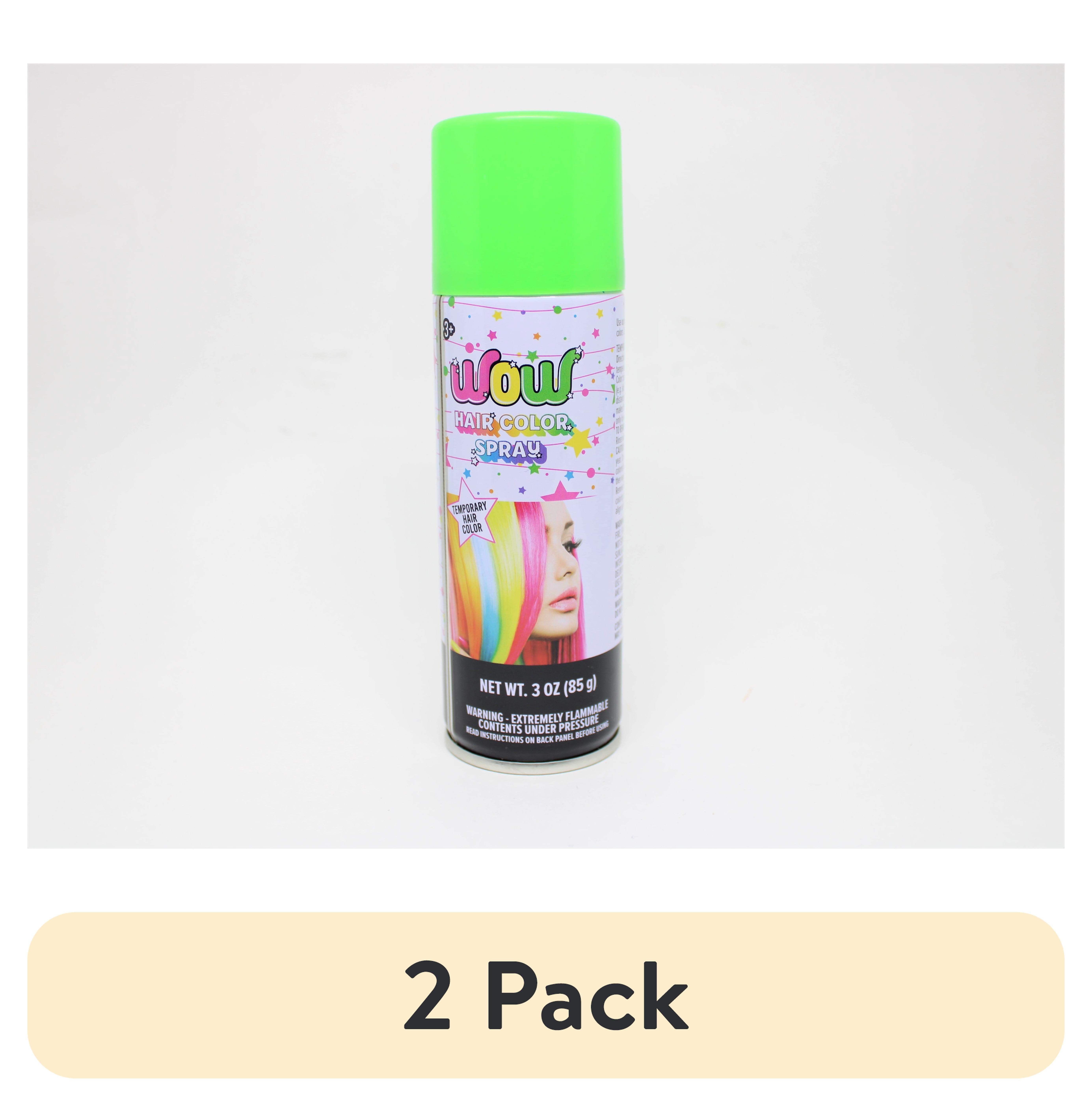 (2 pack) Wow Temporary Hair Color Spray, Fluorescent Green
