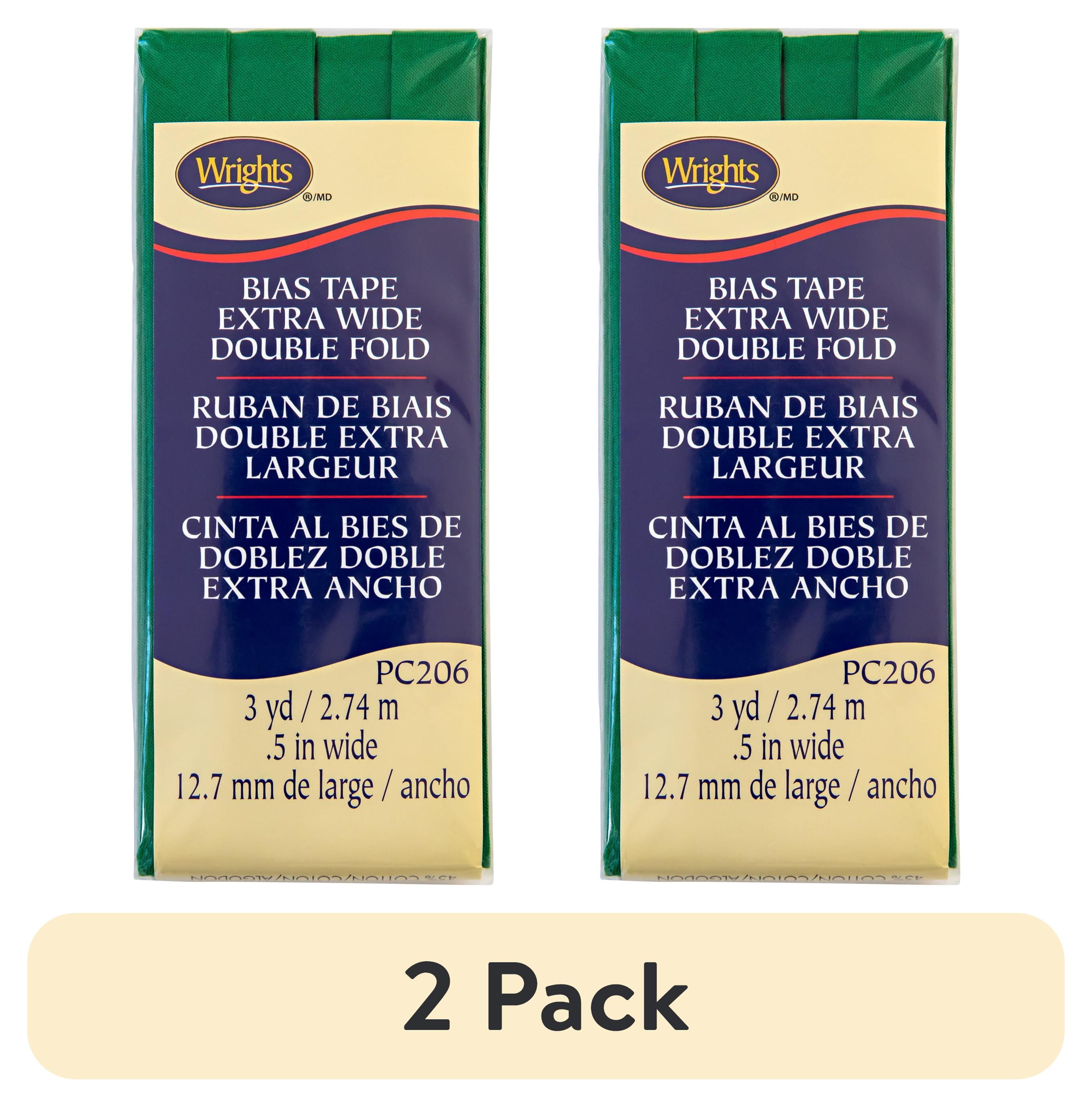(2 pack) Wrights 1/2" Emerald Extra Wide Double Fold Bias Tape, 3 yd