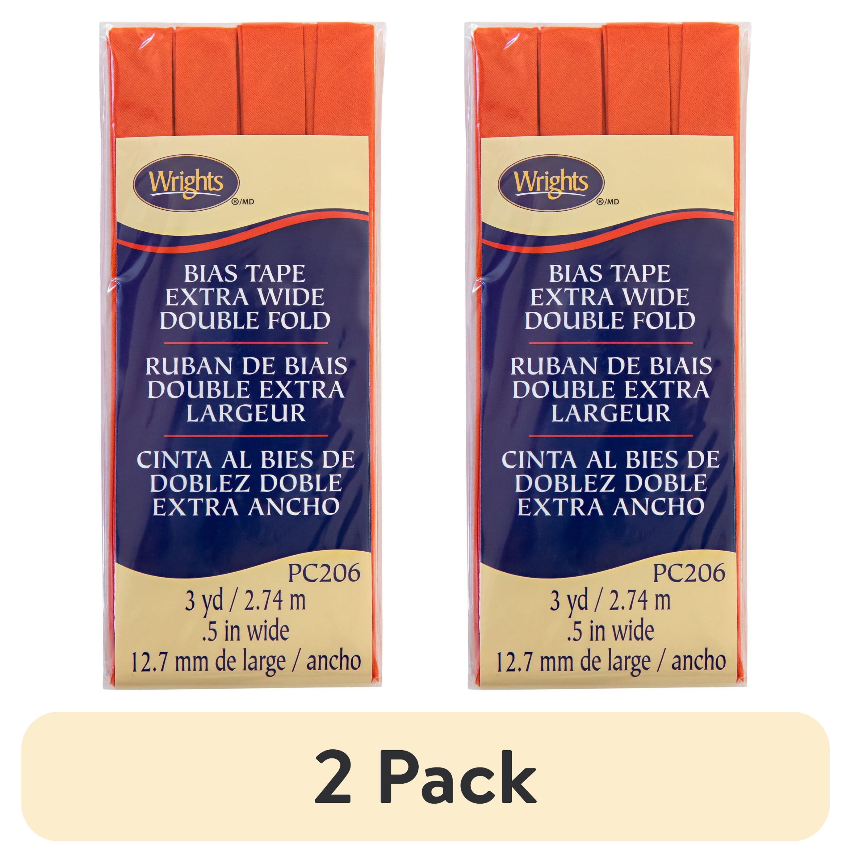 (2 pack) Wrights 1/2" Orange Extra Wide Double Fold Bias Tape, 3 yd