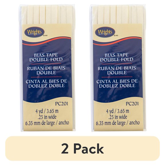 (2 pack) Wrights 1/4" Oyster Double Fold Bias Tape, 4 yd