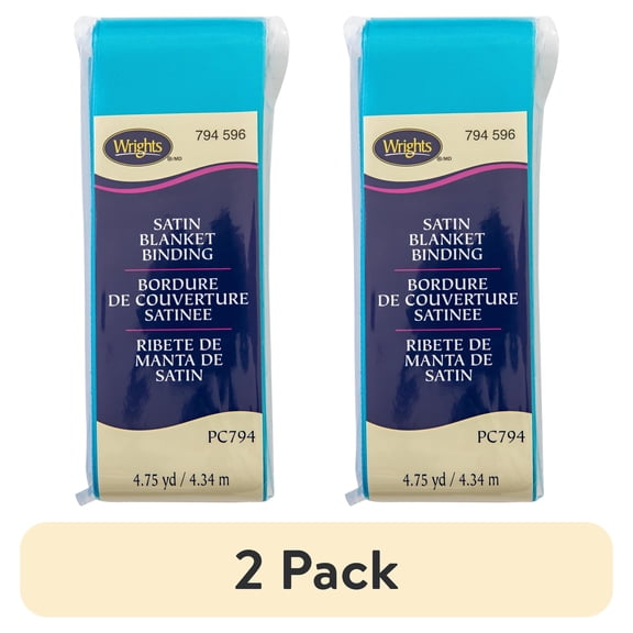 (2 pack) Wrights 2" Blue Blanket Binding, 4.75 yd Polyester Sewing Trim