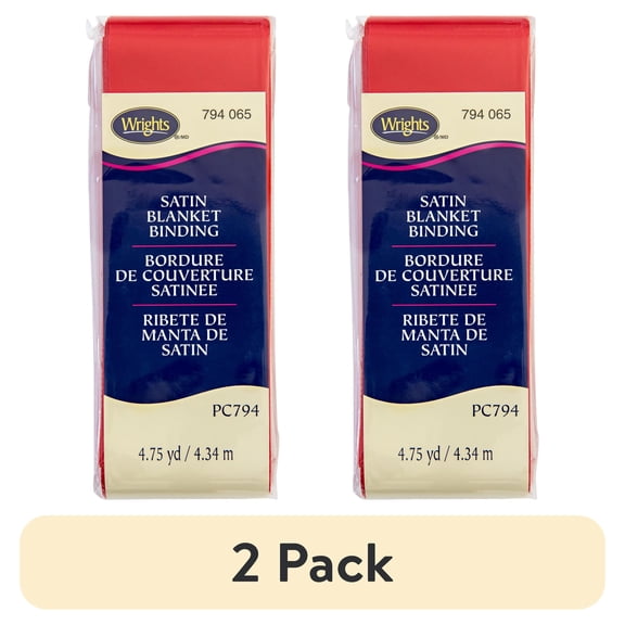 (2 pack) (2 pack) Wrights 2" Red Blanket Binding, 4.75 yd Polyester Sewing Trim