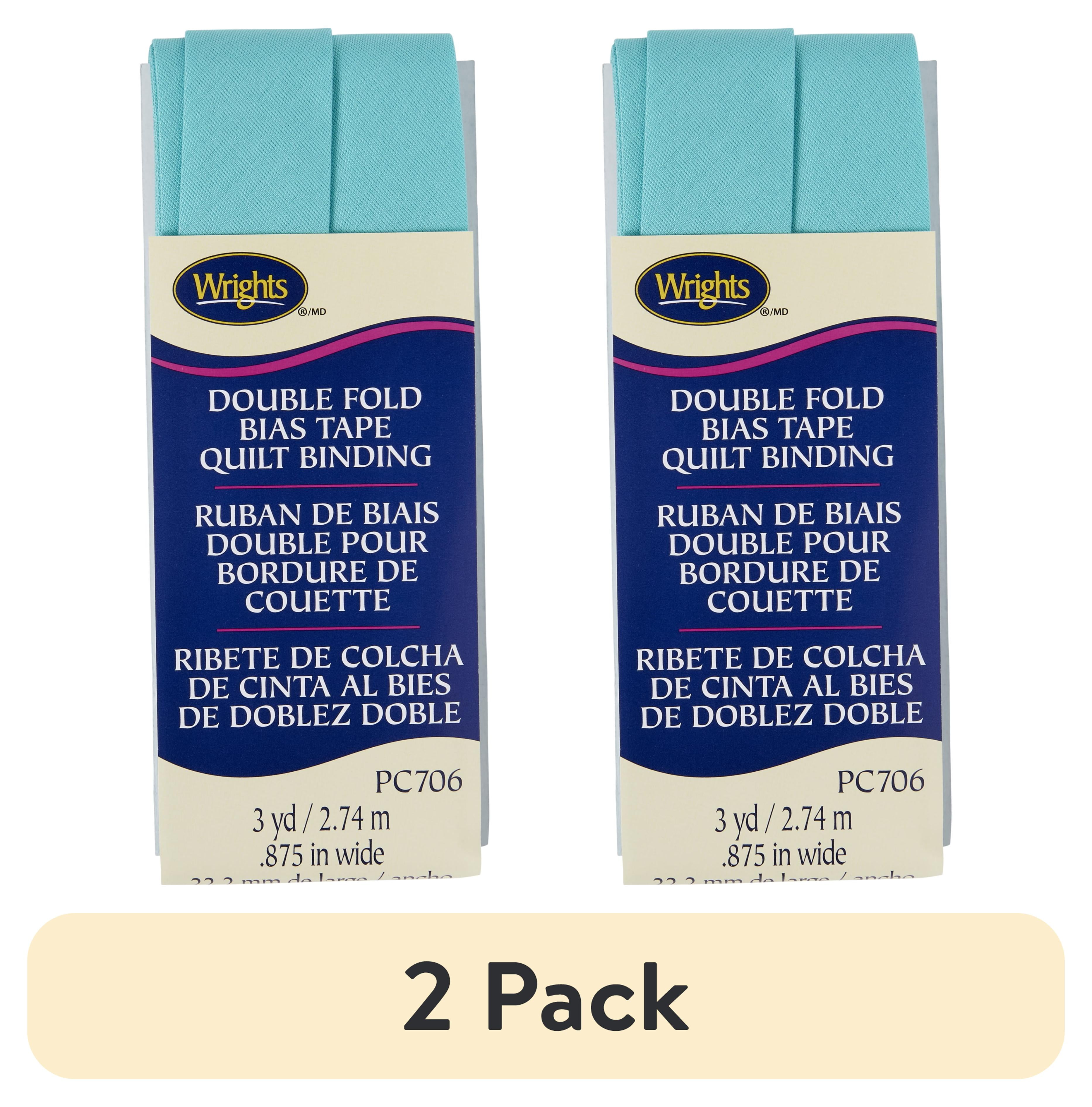 (2 pack) Wrights 7/8" Aqua Blue Quilt Binding, 3 yd Polyester Blend Sewing Trim