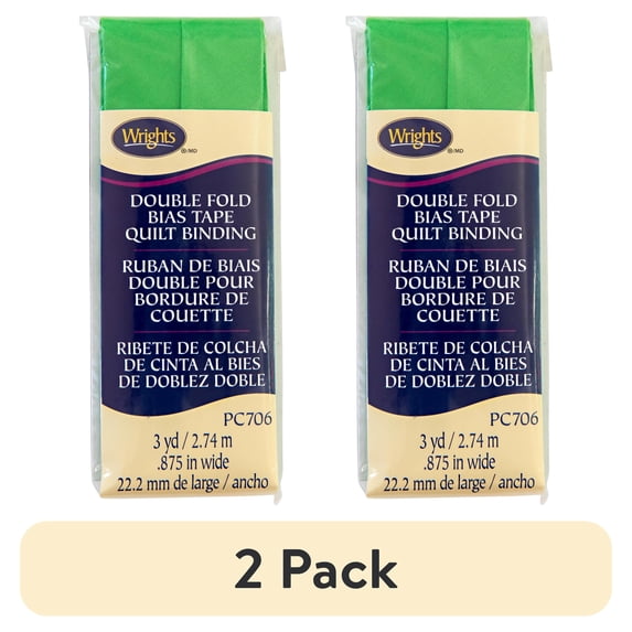 (2 pack) Wrights 7/8" Green Quilt Binding, 3 yd