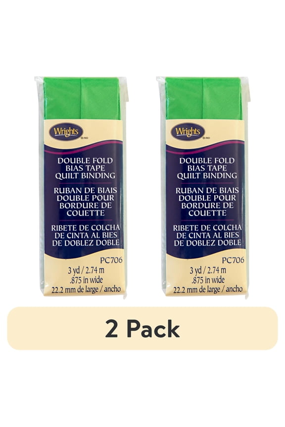 (2 pack) Wrights 7/8" Green Quilt Binding, 3 yd