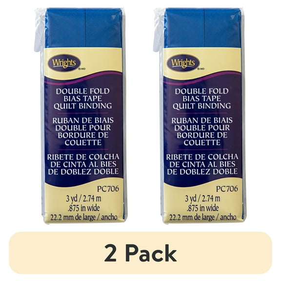 (2 pack) Wrights 7/8" Lapis Blue Quilt Binding, 3 yd Polyester Blend Sewing Trim