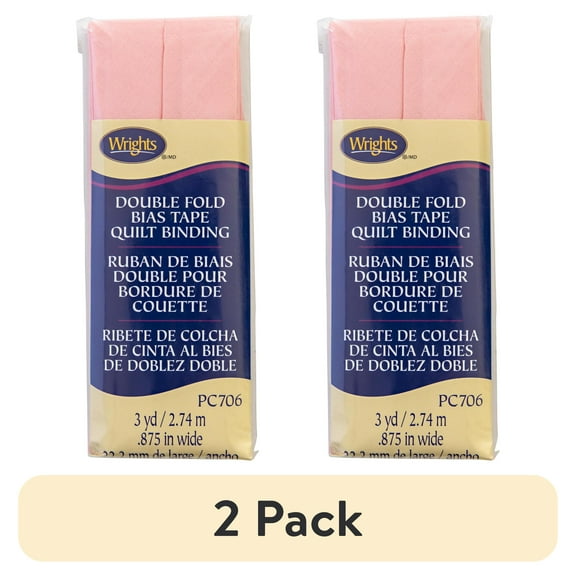 (2 pack) Wrights Bias Quilt Binding Dbl Fold 3yd Light Pink