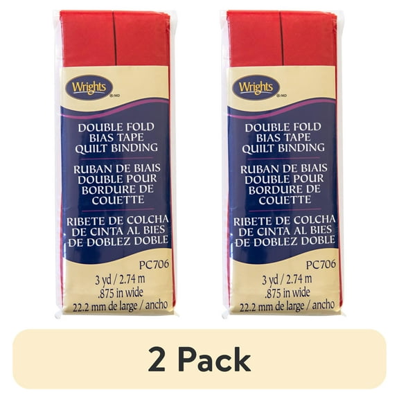 (2 pack) Wrights Bias Quilt Binding Dbl Fold 3yd Scarlet