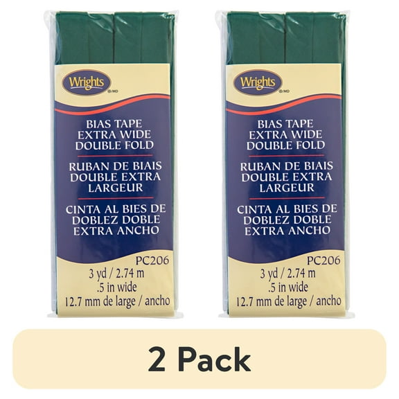 (2 pack) Wrights Bias Tape X Wide Dbl Fold 3yd Jungle Green