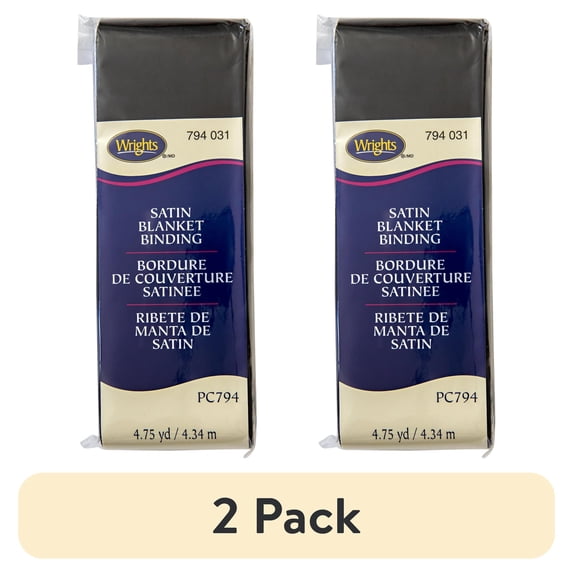 (2 pack) Wrights Black 2" Non Bias Satin Blanket Binding 4.75 yd Sewing Trim