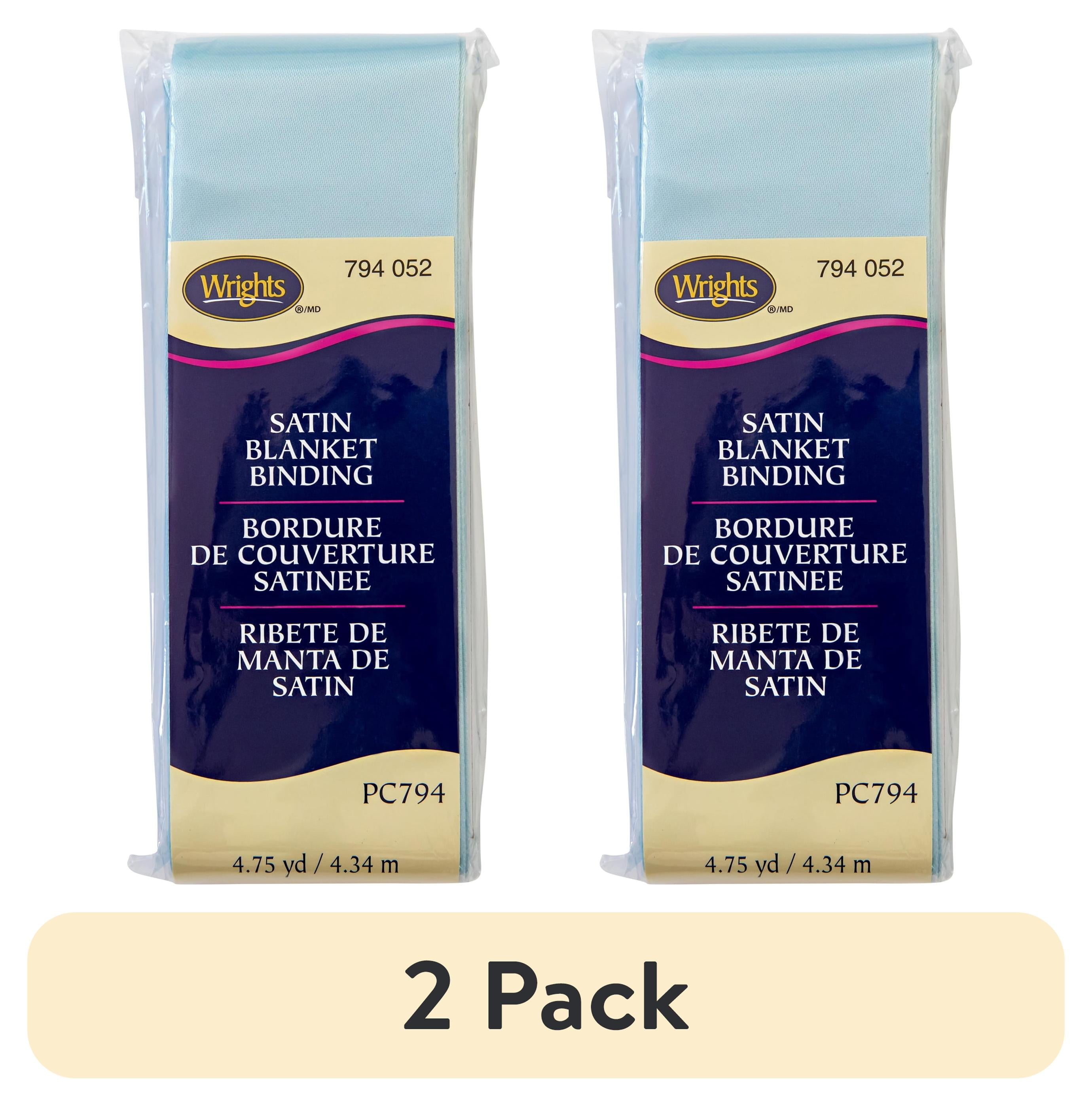(2 pack) Wrights Blue Satin Blanket Binding 4.75 yd Polyester Blend Sewing Trim
