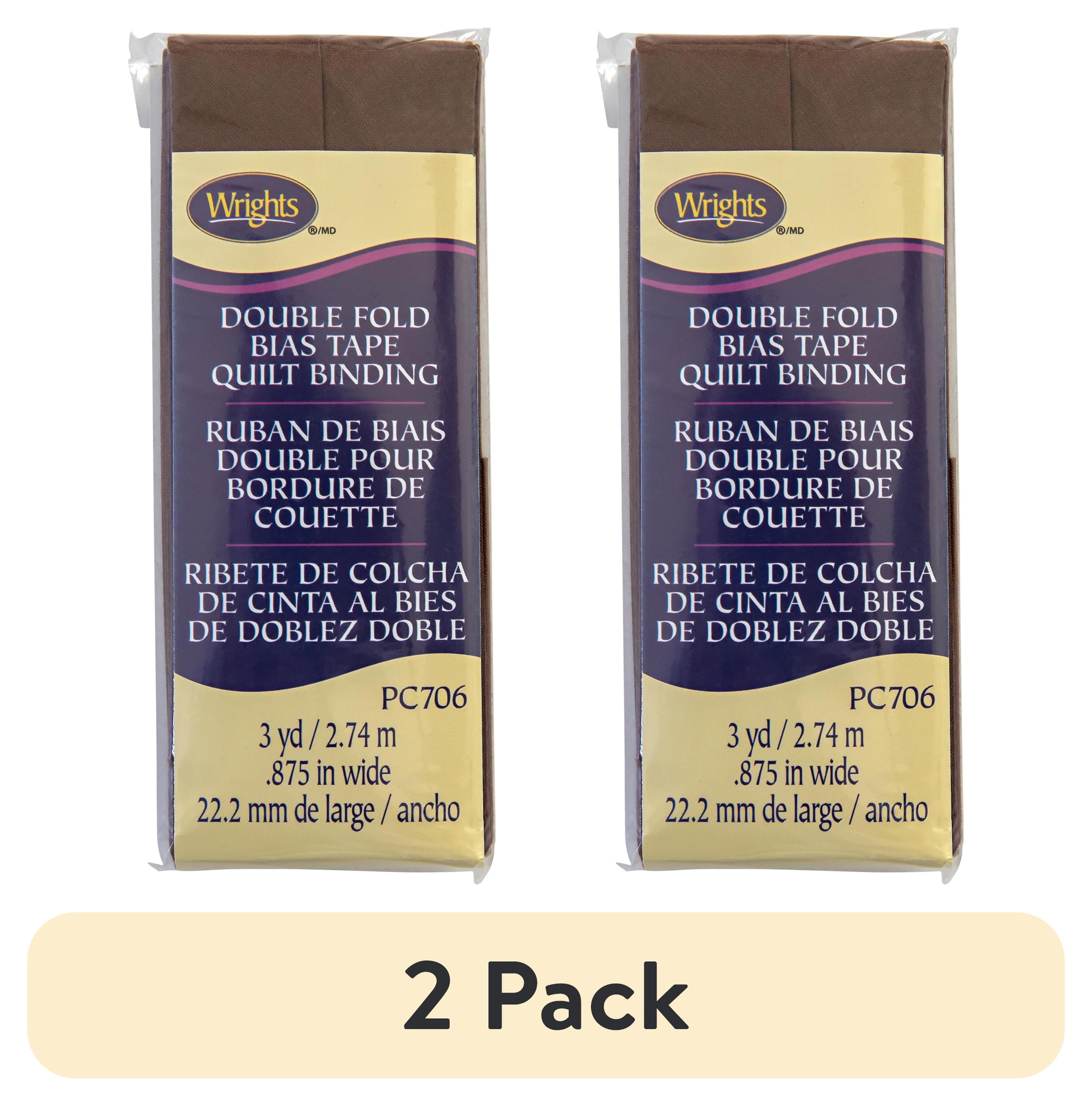 (2 pack) Wrights Mocha Brown Double Fold Quilt Binding 7/8" 3 yd Polyester Blend Sewing Trim