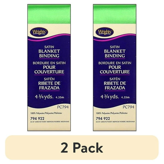 (2 pack) Wrights Polyester Leaf Green Blanket Binding, 4.75 Yd.