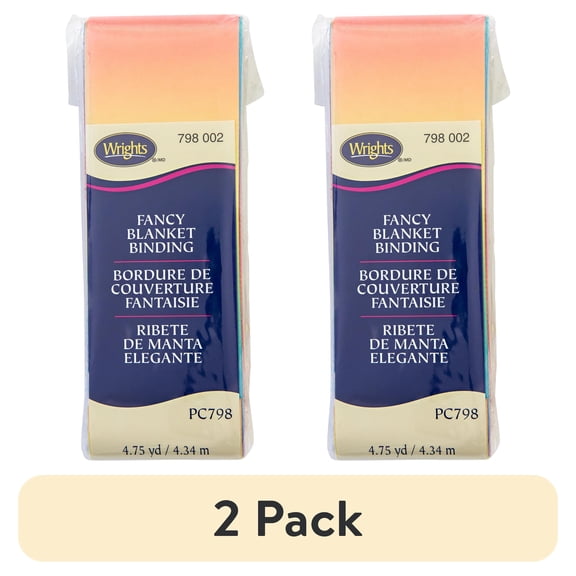 (2 pack) Wrights Rainbow, 2" Non Bias Satin Printed Blanket Binding 4.75 yd Sewing Trim