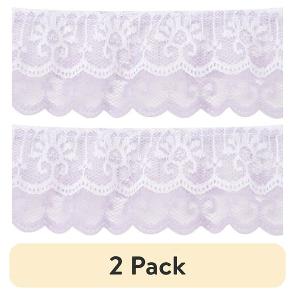 (2 pack) Wrights Two Tiered Ruffle Lace, 2" X 10 Yds, Lavender/White