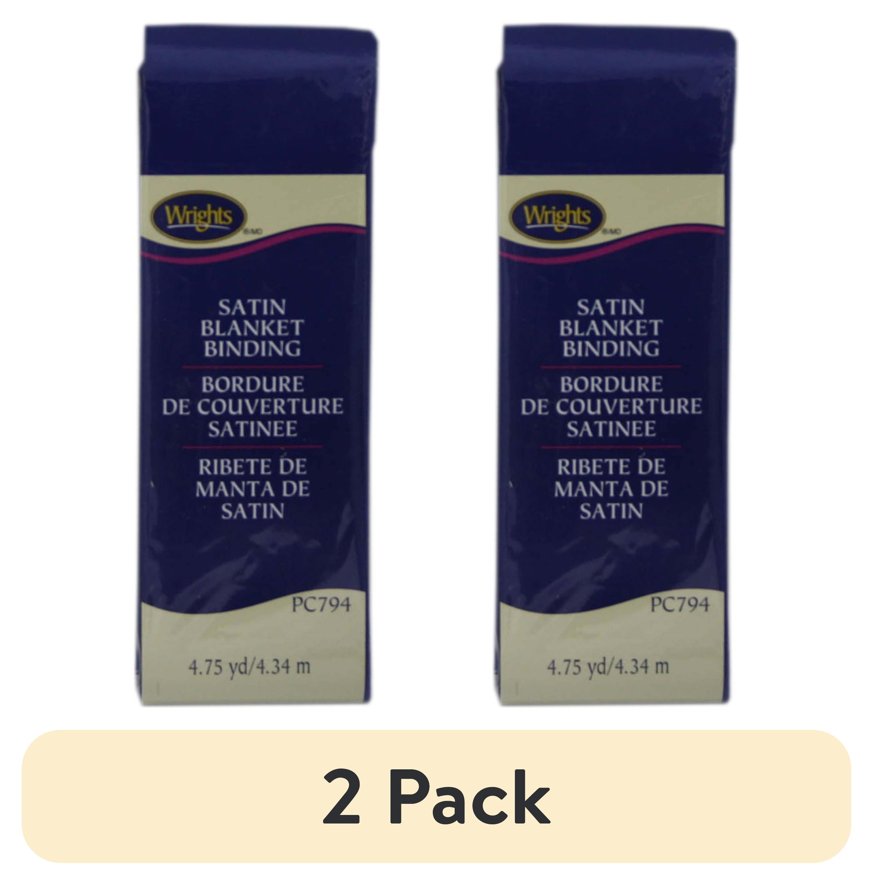 (2 pack) Wrights Yale Blue, 2" Non Bias Satin Blanket Binding 4.75 Yards Sewing Trim