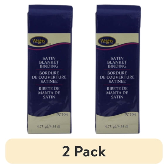 (2 pack) Wrights Yale Blue, 2" Non Bias Satin Blanket Binding 4.75 Yards Sewing Trim