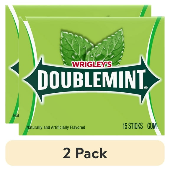 (2 pack) Wrigley's Doublemint Mint Gum Chewing Gum - 15 Pieces Pack
