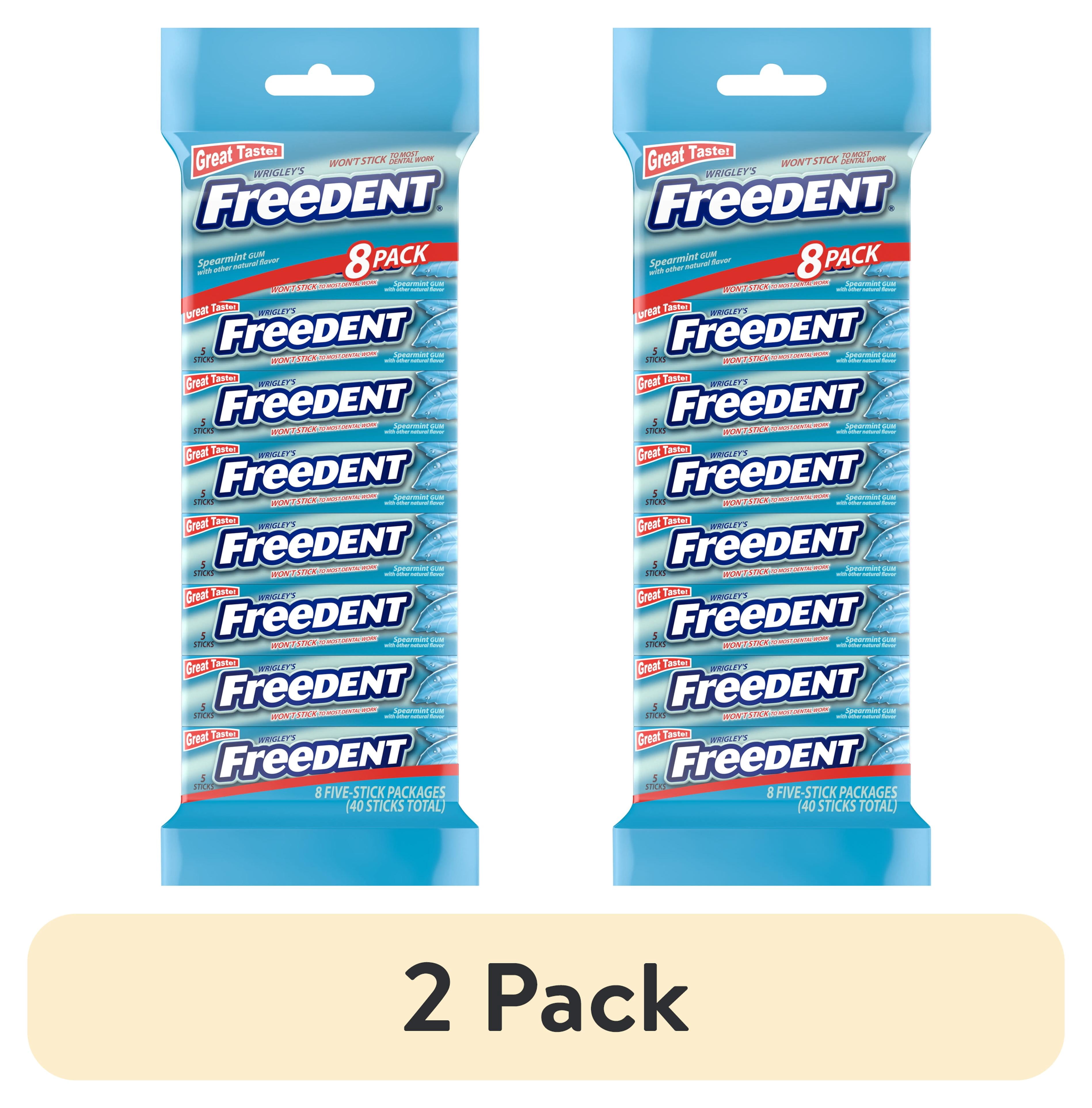 (2 pack) Wrigley's Freedent Spearmint Chewing Gum - 5 Stick Pack (Pack of 8)