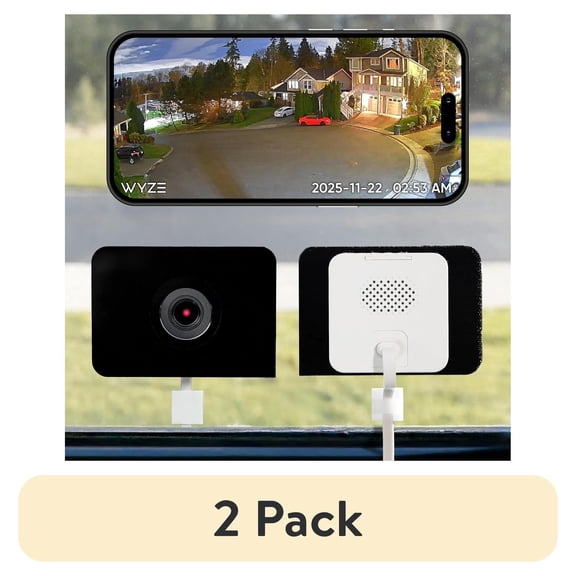 (2 pack) Wyze Window Camera, WiFi Indoor HD Home Security Camera, Upgraded Color Night Vision, Anti-Glare, AI-Powered Motion Detection, Easy & Quick Setup, 24/7 Recording, Includes 1 Month Free Cam Plus