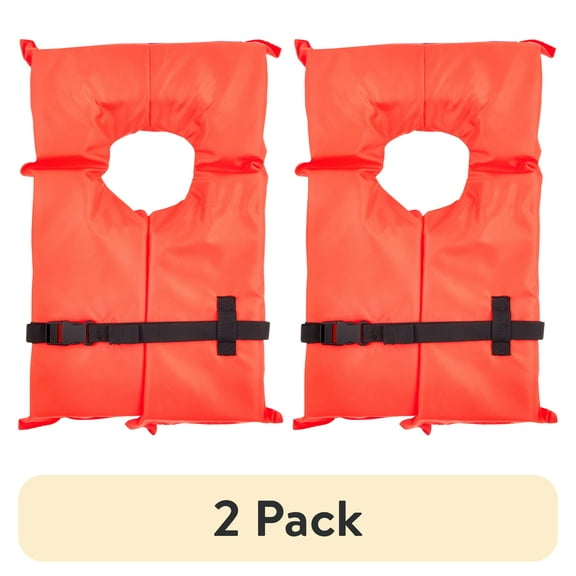 (2 pack) X2O U.S. Coast Guard Approved Type II Adult Life Jacket, Orange, Unisex