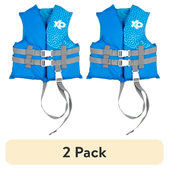 (2 pack) X2O Universal Child Open-Sided Life Vest and Jacket, 30lbs - 50lbs, Unisex, Blue Ocean Coral