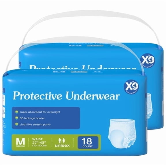(2 pack)X9 Incontinence Protective Underwear for Men & Women, Overnight Maximum Absorbency Pull Up Pants, Medium (Waist 27"-43")