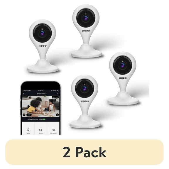 (2 pack) XODO 1080P Wireless Indoor Security Camera for Baby Monitor, Dog Camera w/ Motion Detection, 2-Way Audio, Night Vision, Motion Detection, Cloud & SD Card Storage - White - 4 Pack