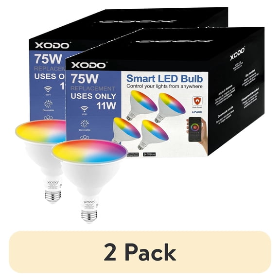 (2 pack) XODO Recessed Smart Light Bulbs, 900 Lumen Multicolor LED Light Bulbs with Voice Control, 11-Watts, 4-Pack