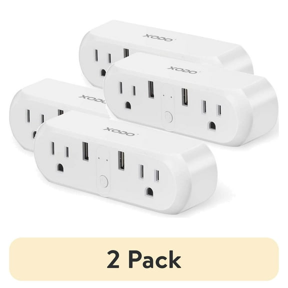 (2 pack) XODO Wi-Fi Smart Plug, Surge Protector and Smart Outlet with USB Ports and Voice Control, 2.4 GHz, 2-Pack