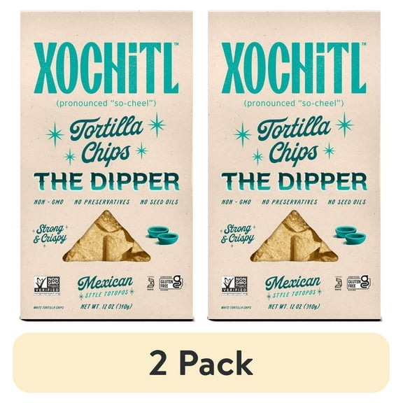 (2 pack) Xochitl The Dipper White Corn Tortilla Chips, 12 oz Paper Bag