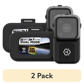 (2 pack) YADA BEON 4K Mini Dash Cam Action Body Cam 2-in-1, App Compatible, WiFi, GPS and Smart G-Sensor, 680mAh Battery, 64GB SD Card Included, BEON3BK