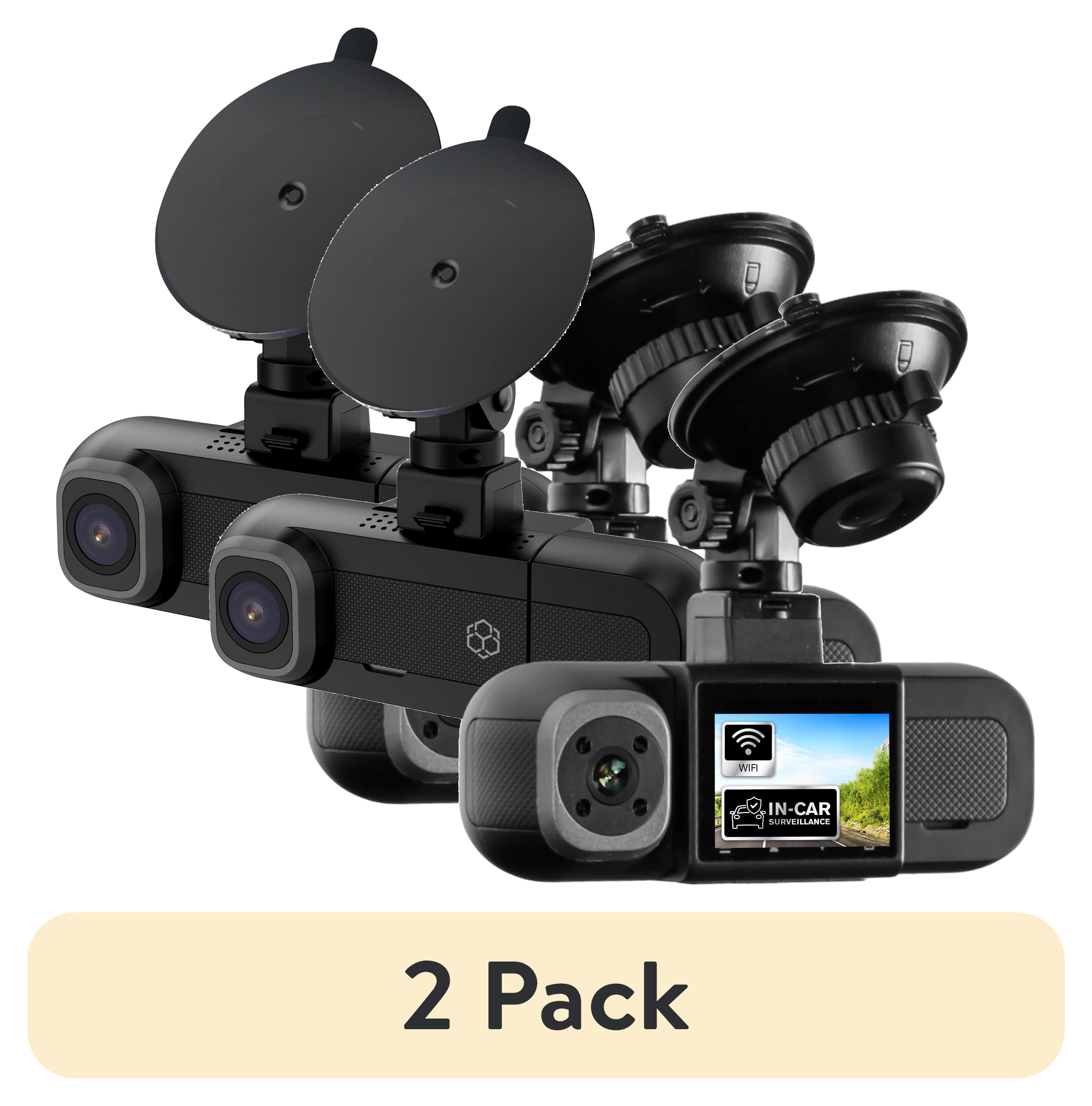 2 pack) YADA Roadcam Dual Two-Way Recording Dash Cam with 1080p