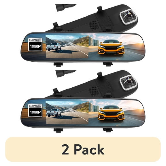 (2 pack) YADA Roadcam Mirror 1080p Mirror Mount Dash Cam, Universal Compatibility with Smart G-Sensor, 4.7" Monitor, adjustable Lens, Wide Angle View, BT533147