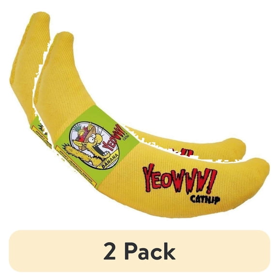 (2 pack) YEOWWW Catnip Banana Pure Organic Leaf and Flowertop Cat and Kitten Toy