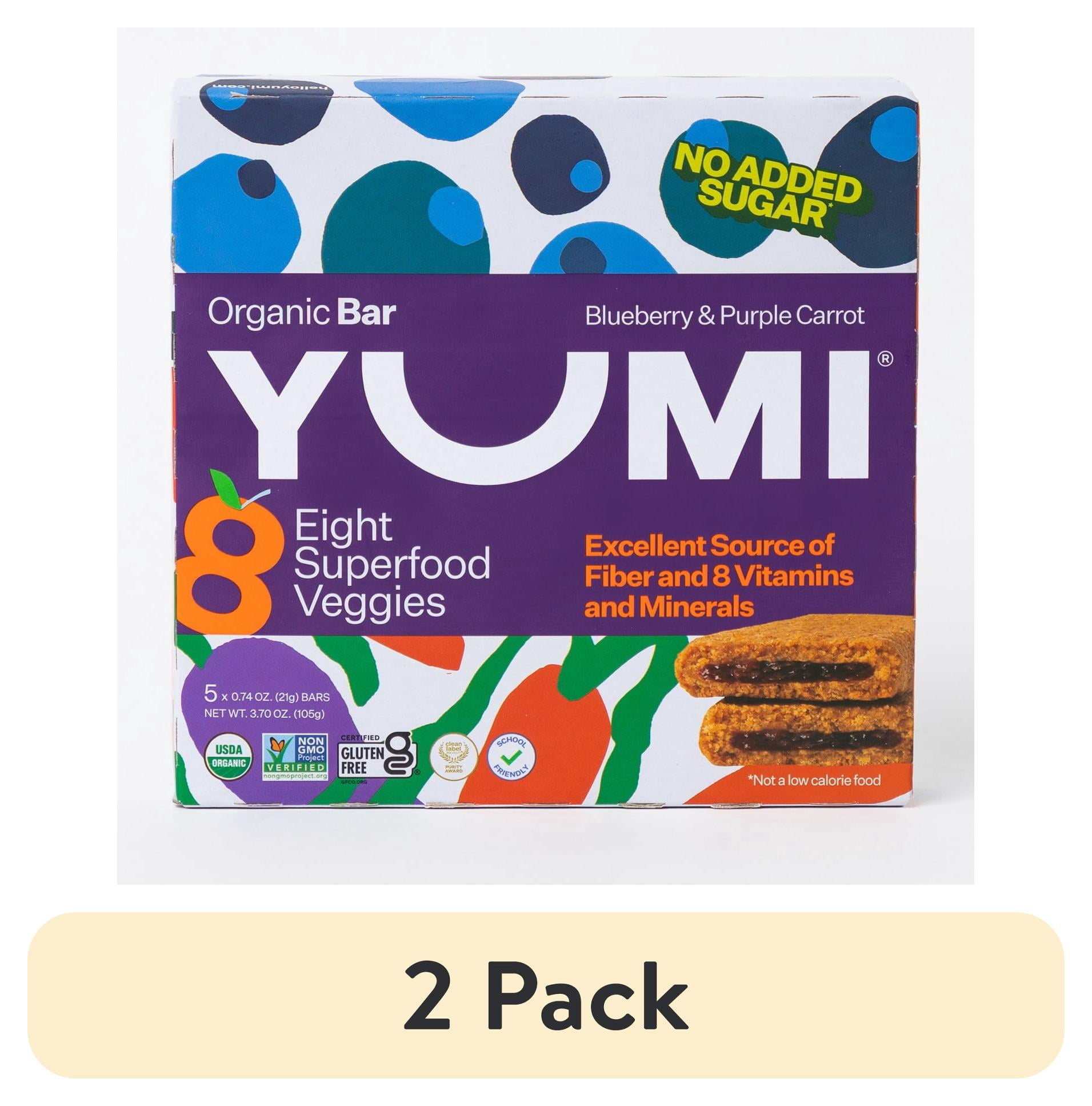 (2 pack) YUMI Organic Blueberry & Purple Carrot Toddler Snack Bars - 3.7oz/5ct