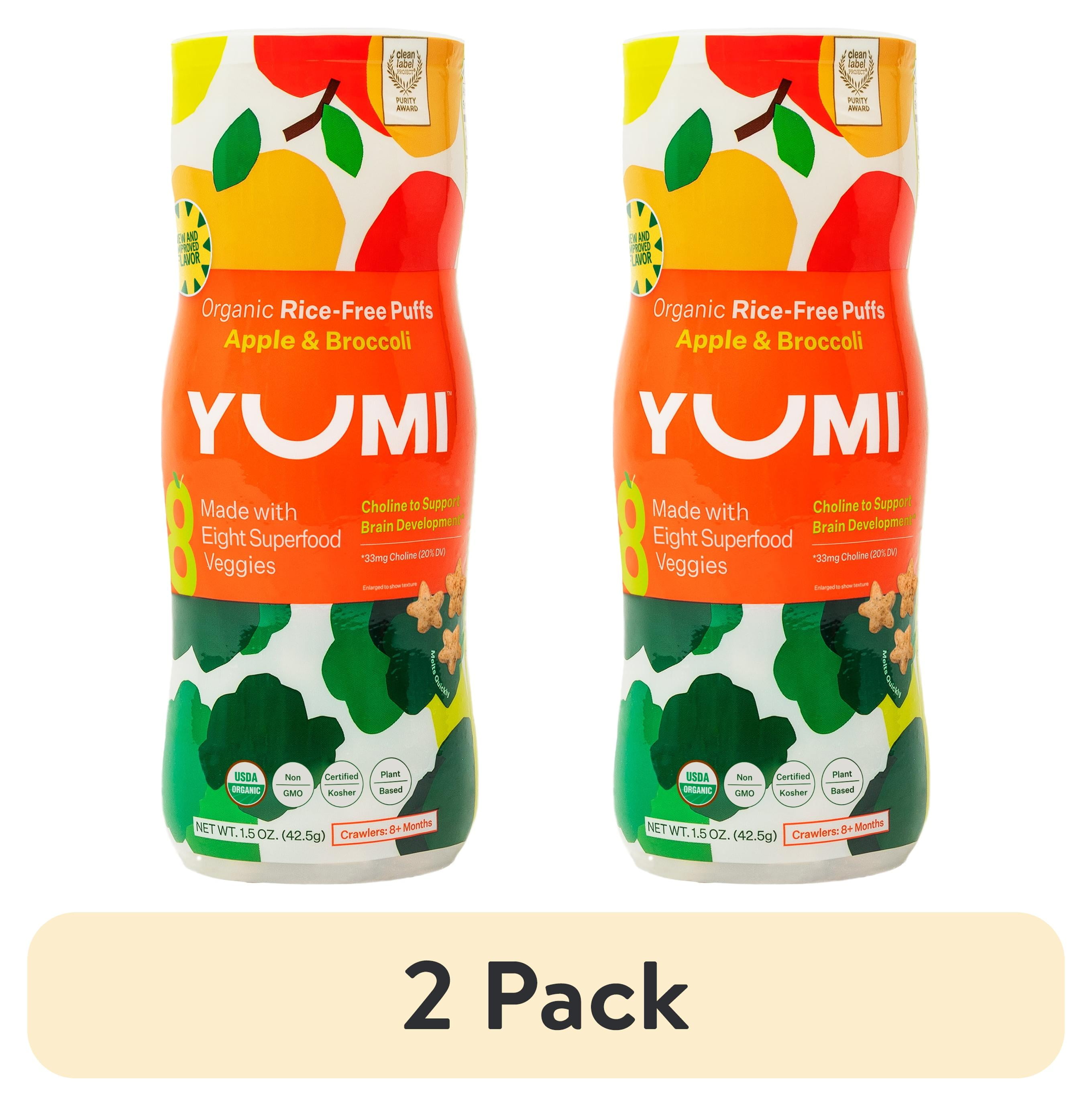 Yumi Organic Stage 3 Apple & Broccoli Puffs, 1.5 oz, toddler snack