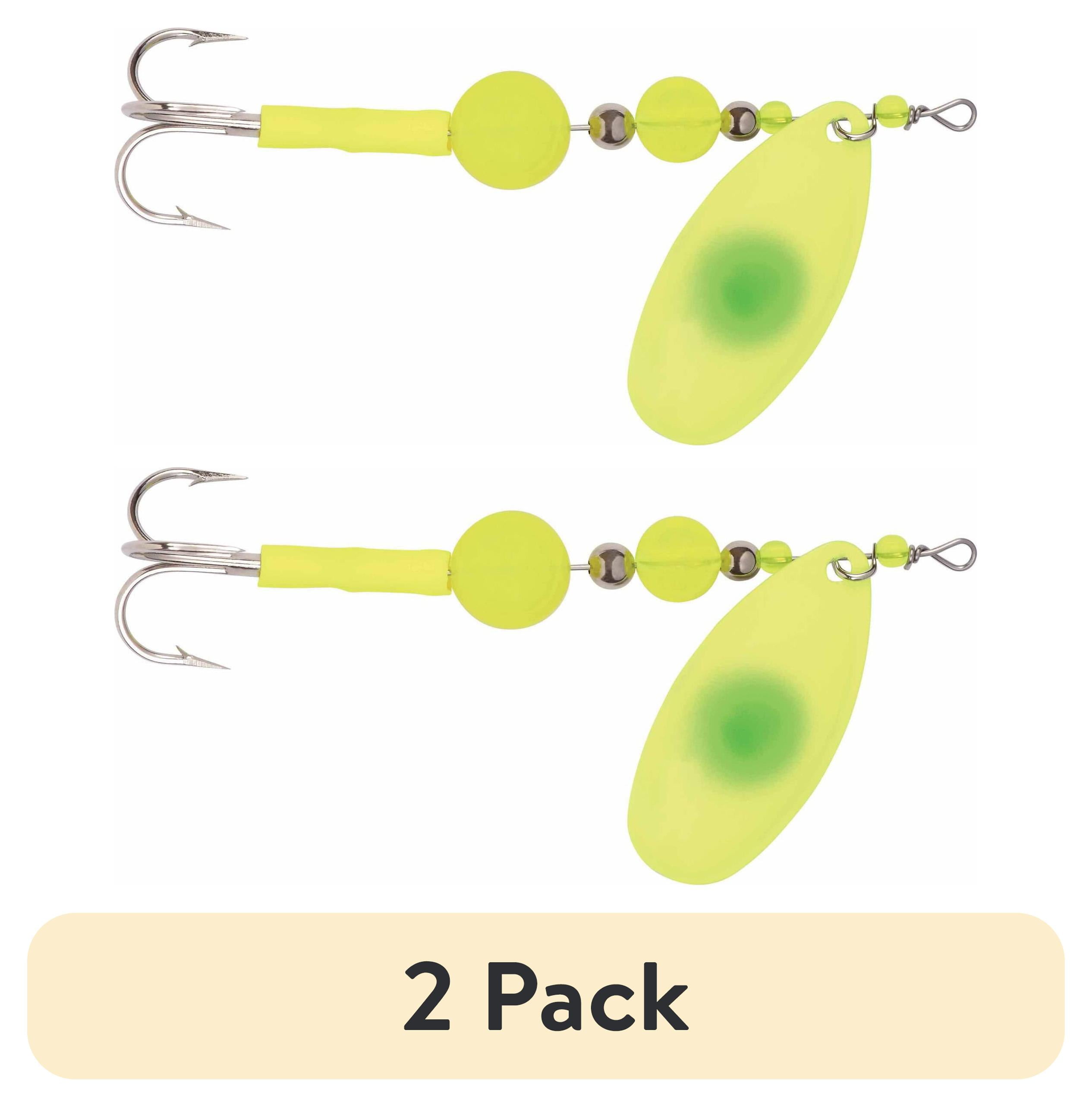 (2 pack) Yakima Bait Flash Glo Casting Spinner, 1/2 oz, Chartreuse Green Dot