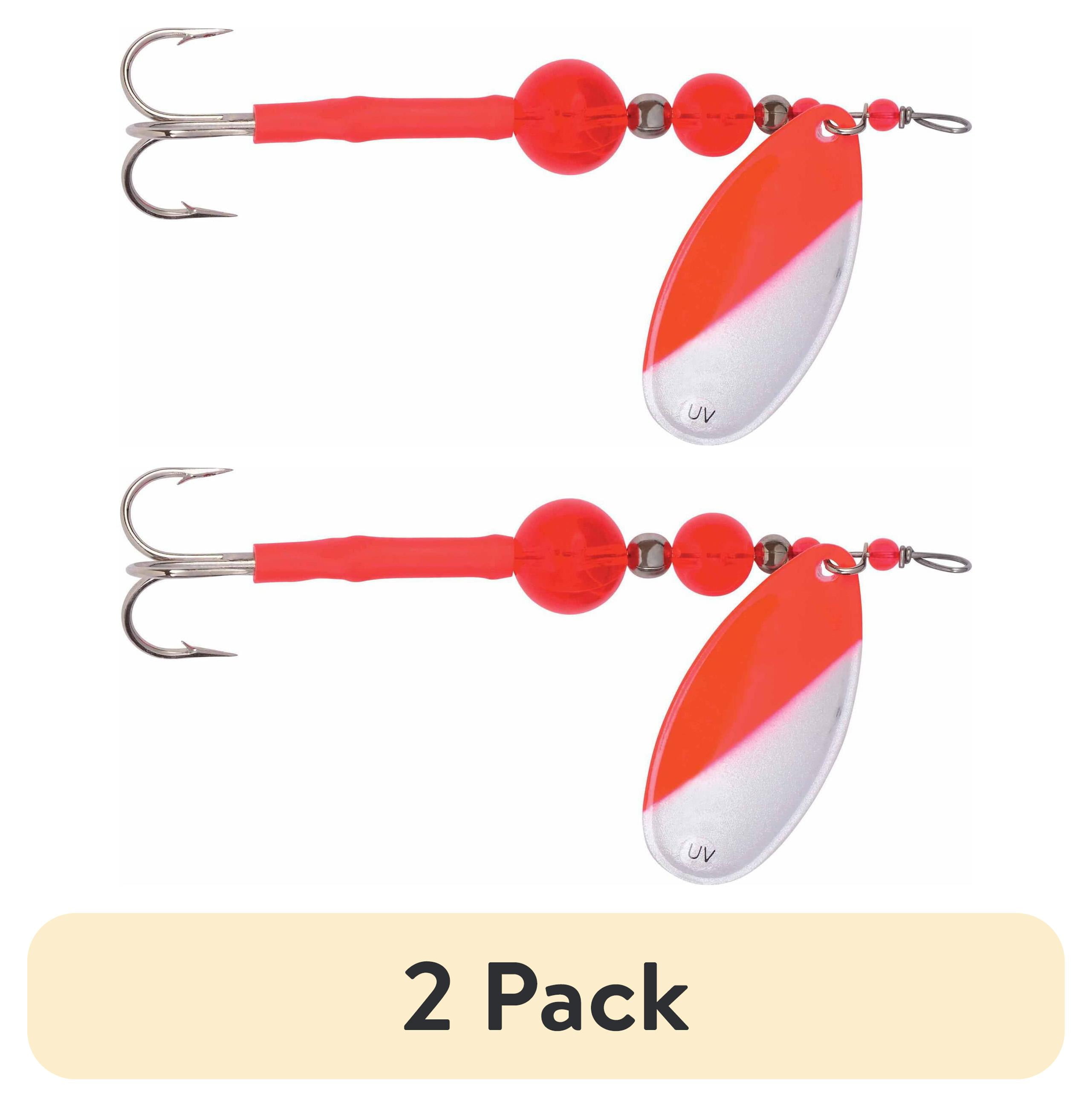 (2 pack) Yakima Bait Flash Glo Casting Spinner, 1/2 oz, Red and White