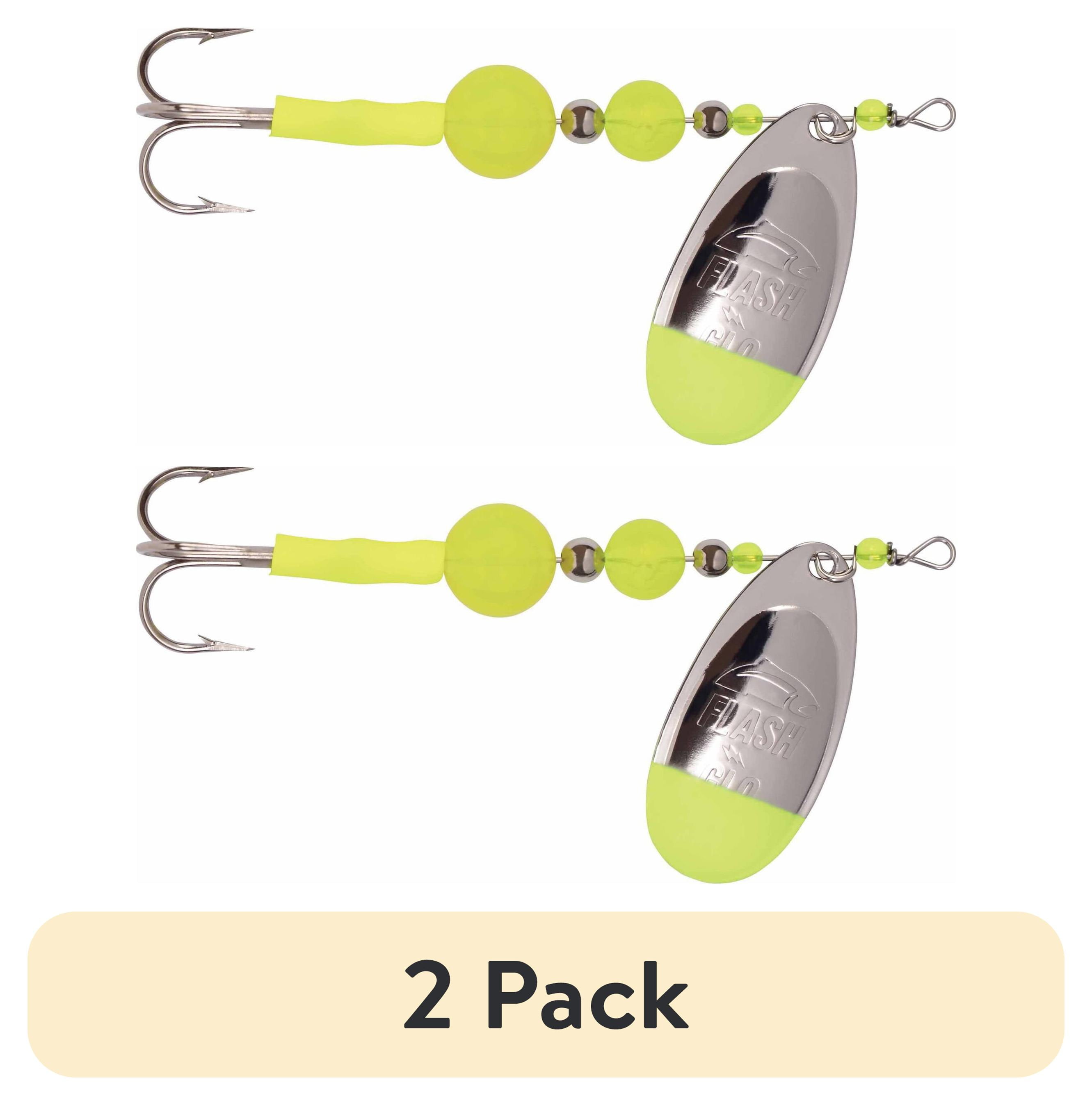 (2 pack) Yakima Bait Flash Glo Casting Spinner, 3/8 oz, Nickel Chartreuse
